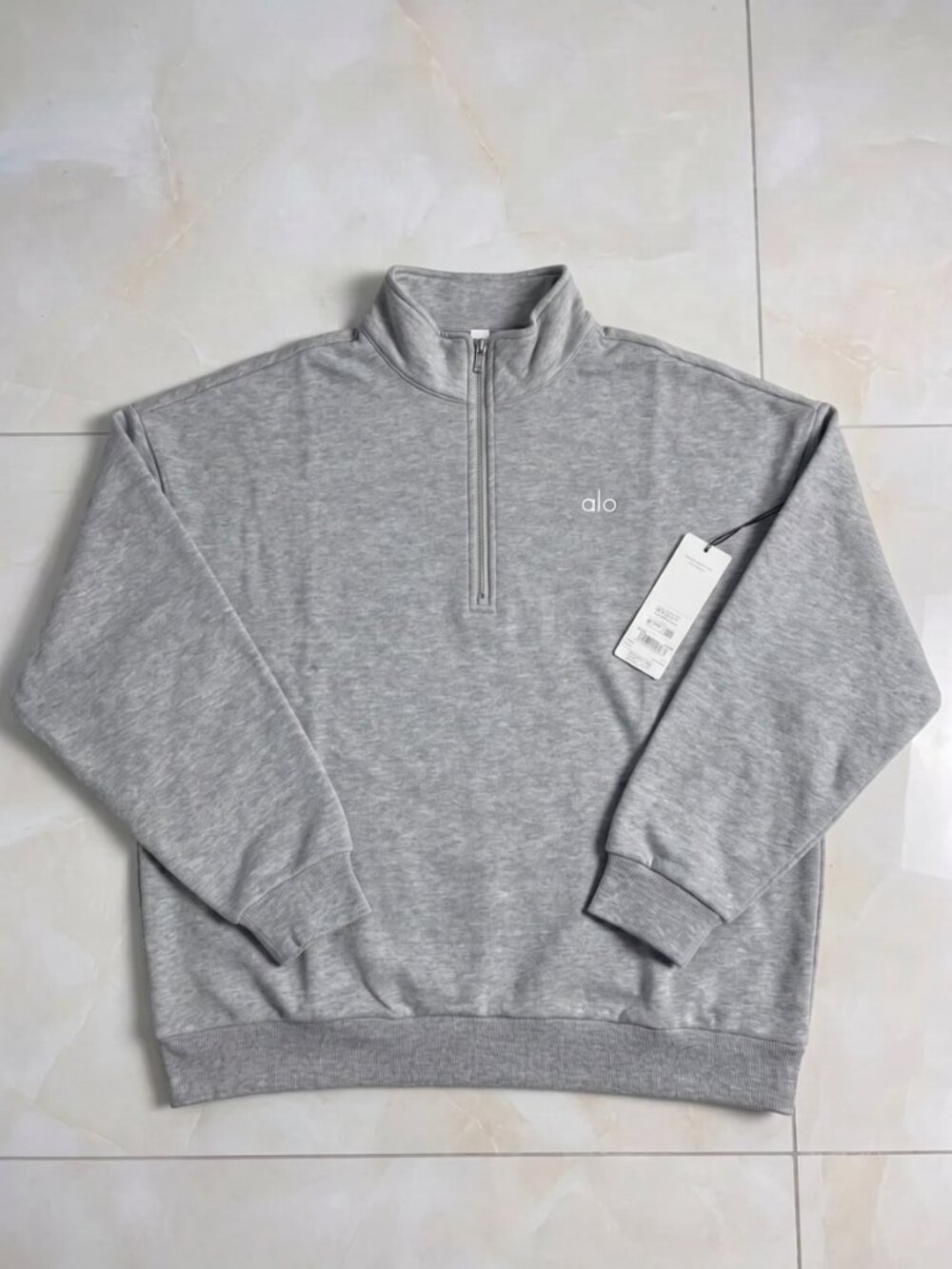 Alo Accolade Medium Athletic Heather Grey 1/4 Zip (UNISEX)
